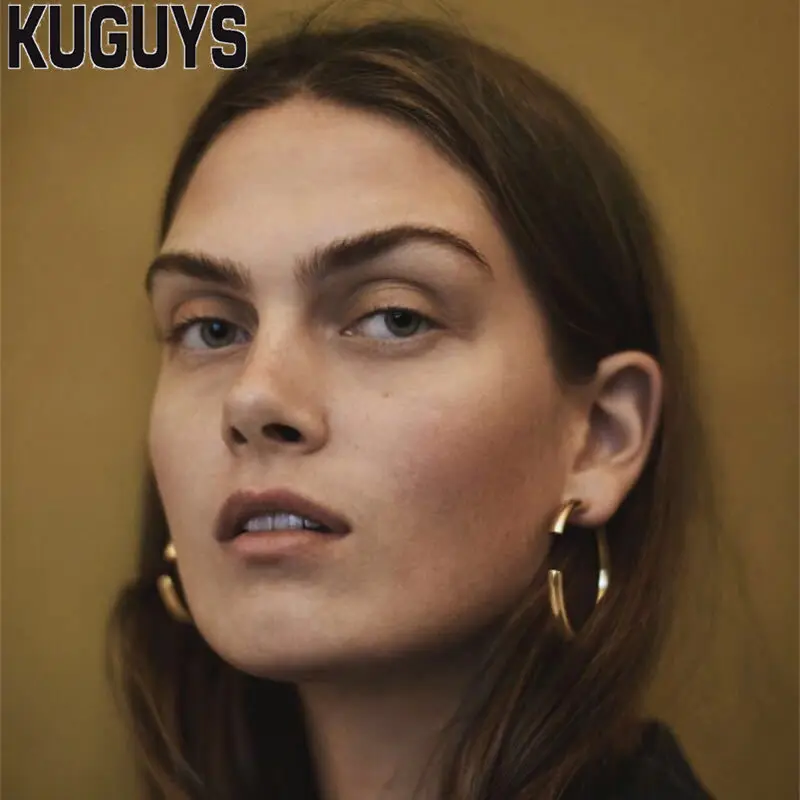 

KUGUYS Vintage Gold Silver Round Hoop Earrings for Women Fashion Jewelry High Quality Brass Punk Earring Trendy Cool Accessories