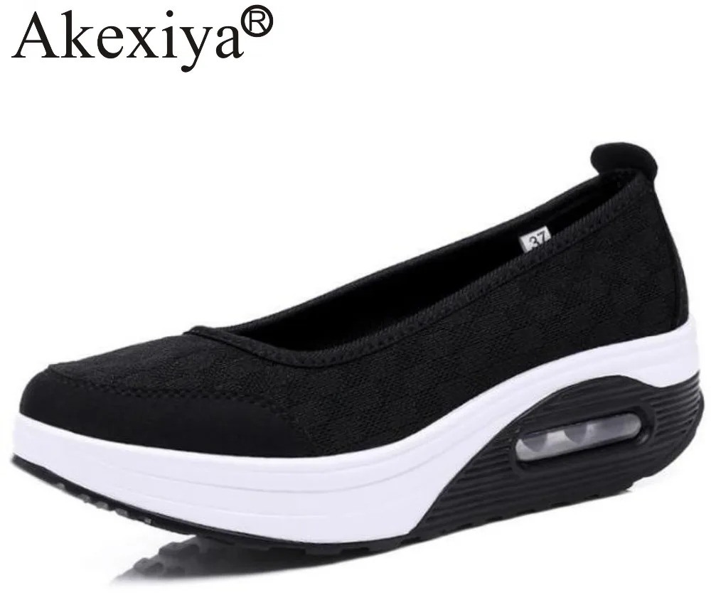 Женские кроссовки на плоской платформе Akexiya спортивные дышащие из сетчатого