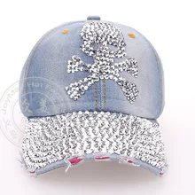 Новое поступление Бриллиант точка череп с заклепками ковбойские джинсовые кепки для женщин бейсболка для мужчин Шапки со стразами и принтом 5 штук в партии