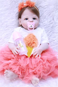 

23" Full body silicone vinyl reborn Toy Lifelike baby infant Real touch bebe alive infant dolls baby Child play house briquedos