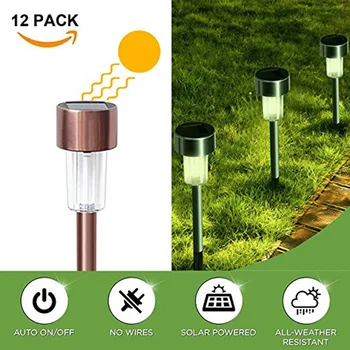 

Solar Pathway Lights Outdoor Sunwind 12-Pack Stainless Steel Led Garden Lights for Lawn,Patio,Yard,Walkway,Driveway