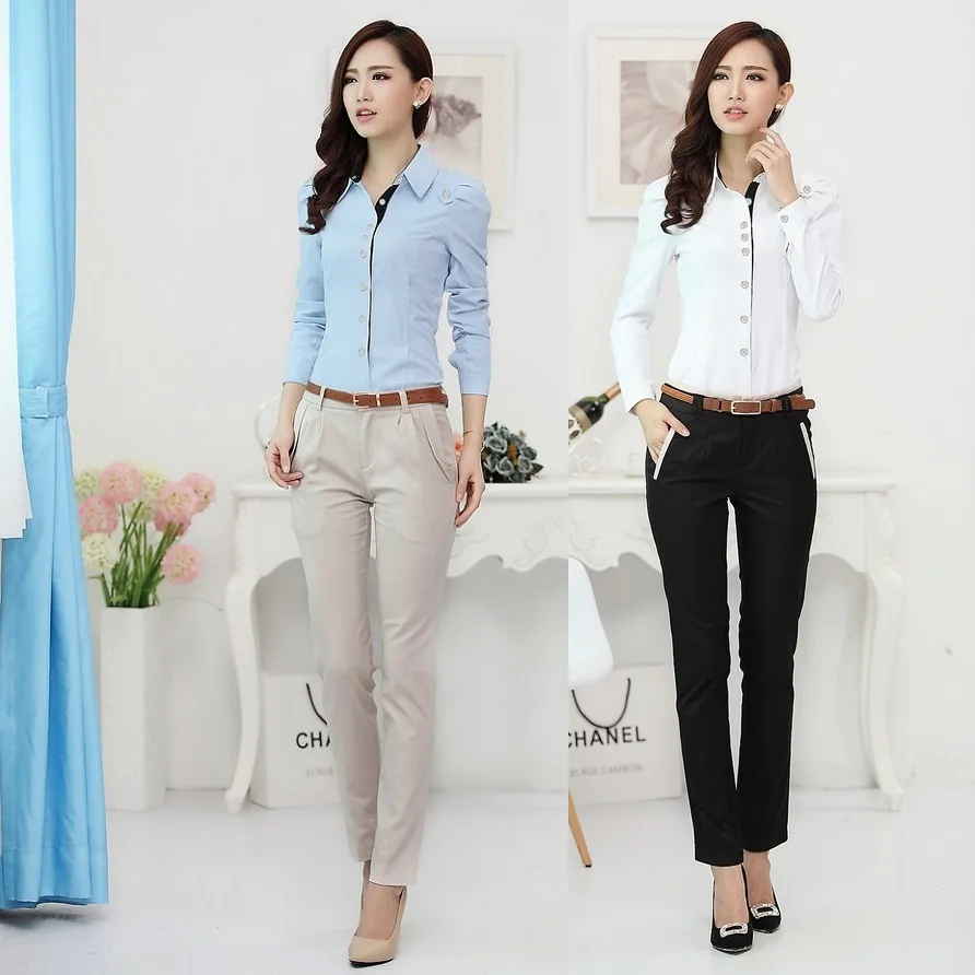 New 2017 Autumn Formal font b Women b font Business Suits with Pant and Shirt Sets