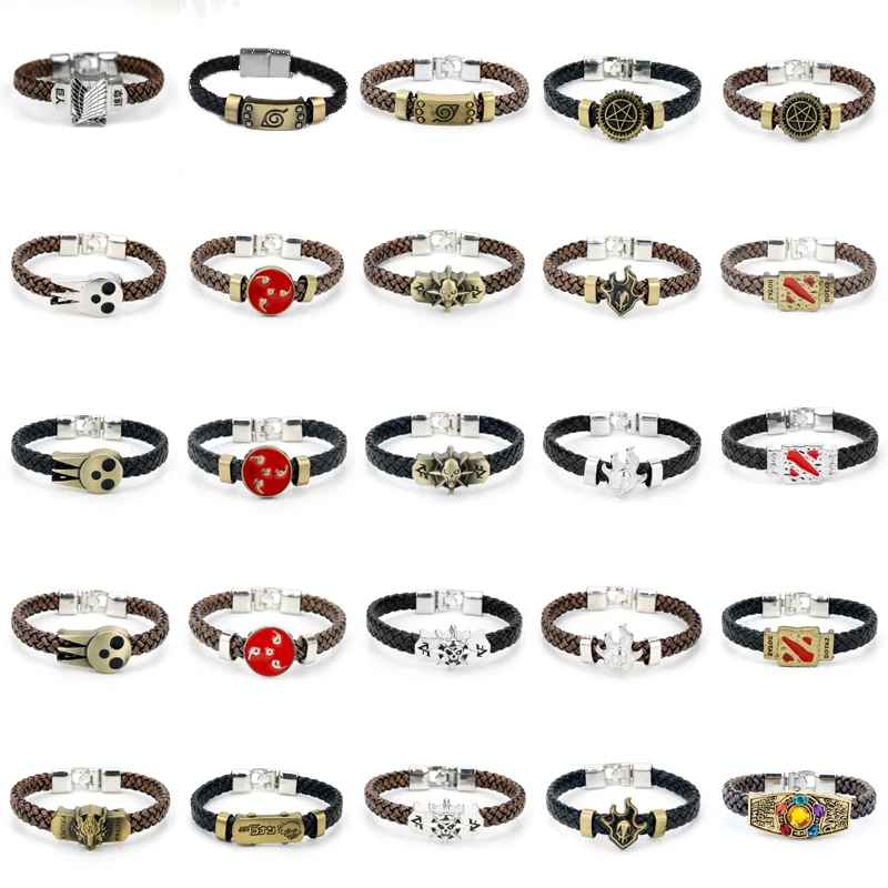 

Avengers 4 Layer Leather Bracelet Men Jewelry Naruto Weaved Bracelet Handmade Cosplay Wristband Men Bracelets Clasp