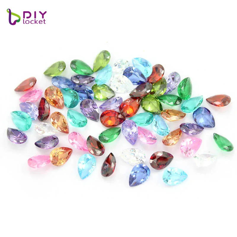 

Crystal 12pcs/lot Water Droplets Zircon Birthday Stones Floating Charms For Diy Fit For Locket Pendant LSFC480