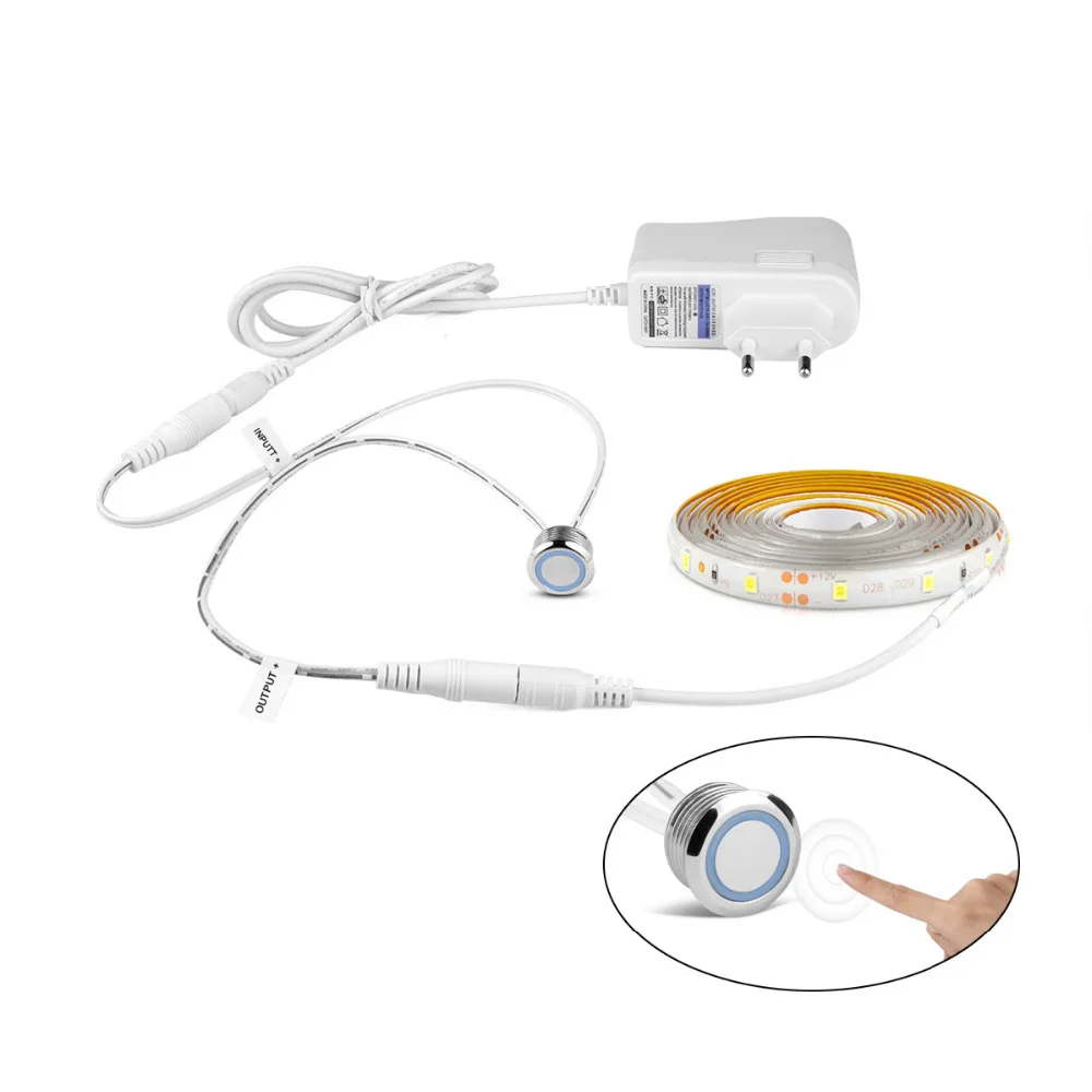 

Touch Sensor LED Strip 1M 2M 3M 4M 5M Dimmer LED Light Tape Bedroom Kitchen Lights DC 12V Power Adapter LED Tape Ribbon