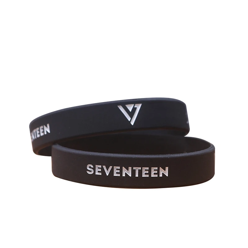 

Hot Sale Seventeen Silicone Wristband Black Color Silicone Bracelets & Bangles Gift