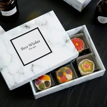 

10pcs Darwer Marble Design Paper Box with Cover Chocolate Party Cookies Box Gift Box For Cupcake Box Packaging