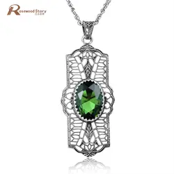 100% реальные 925 серебро Цепочки и ожерелья для Для женщин Уникальный Дизайн зеленый камень CZ Кристалл Подвески и Ожерелья для мужчин