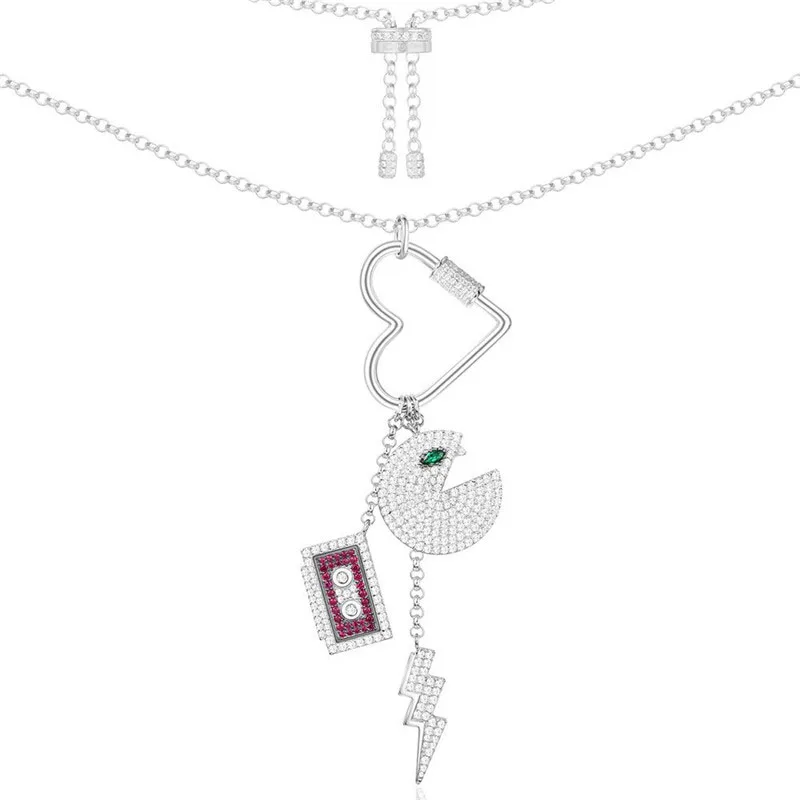 

ZEF 925 sterling silver necklace, simple PAC adjustable trend simple long clavicle chain, personalized charm ladies jewelry