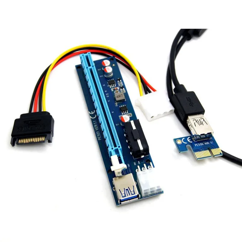 

Reliable 2017 hotselling USB3.0 PCI-E Express 1x To 16x Extender Riser Card Adapter SATA 6Pin Power Cable