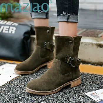 

Winter Boots Booties Zapatos De Mujer Punk Ankle Boots for Women Black Boots Botas Mujer Combat Cowboy Boots for Women MAZIAO