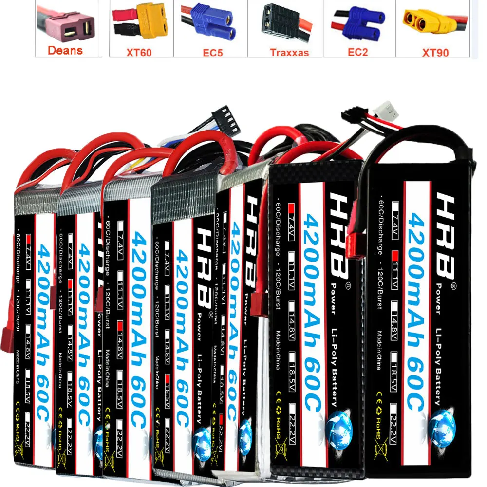 Аккумулятор HRB Lipo 2S 3S Жесткий Чехол для Traxxas 60C 120C 3 7 В 11 1 14 8 в 18 5 22 2 4200 мАч|Детали и