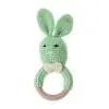 New Baby Bunny Ear Teether Wooden Teething Ring Newborn Sensory Toy Shower Gift - Цвет: GN