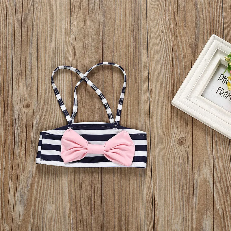 Girl's swimsuit 2019 summer new Summer Toddler Kids Baby Girls Stripe Bowknot Swimwear Swimsuit Outfits #4M06 (6)