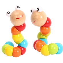 Монтессори Обучающие деревянные игрушки сенсорная обучающая кукла для детей Красочные витые игрушечные насекомые упражнения пальцы