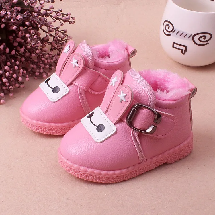Стелька 11,5-13,5 см; милые зимние ботинки с кроликом для маленьких девочек; зимняя обувь для малышей