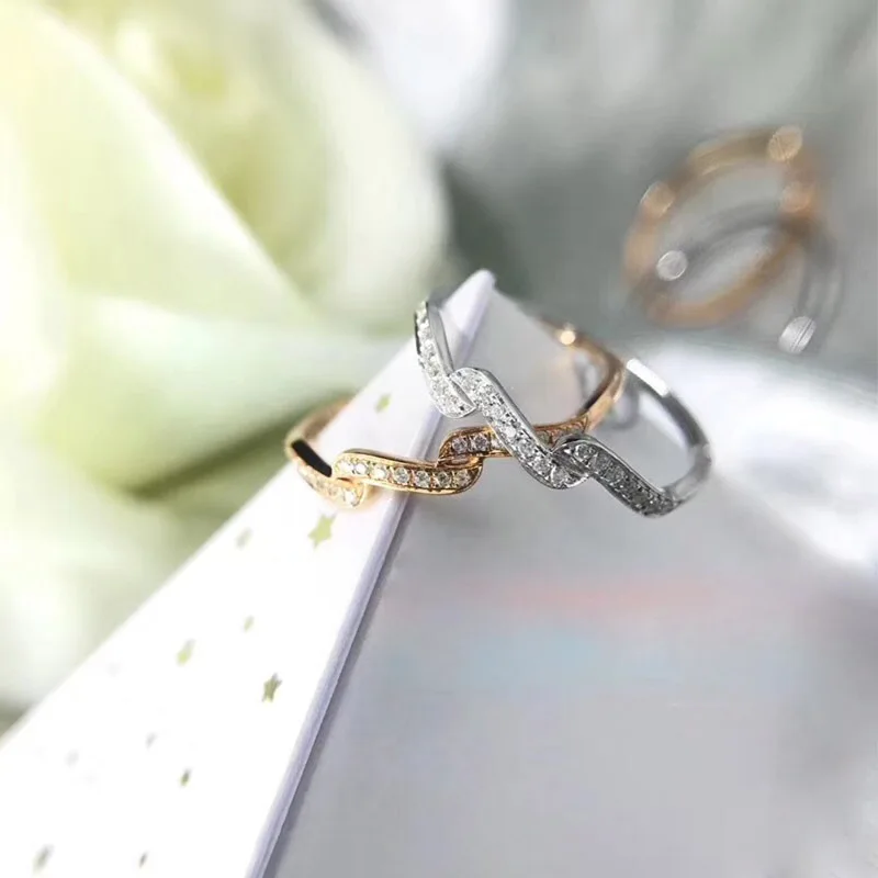 ANI 18 K розовое/белое золото (AU750) Женское Обручальное кольцо сертифицированное I/SI