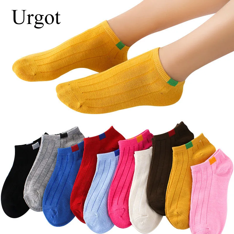 

Urgot 10 Pairs/lot Women's Socks Invisible Candy Color Harajuku Sock Shallow Mouth Anti-skidding Cotton Boat Socks Women Meias