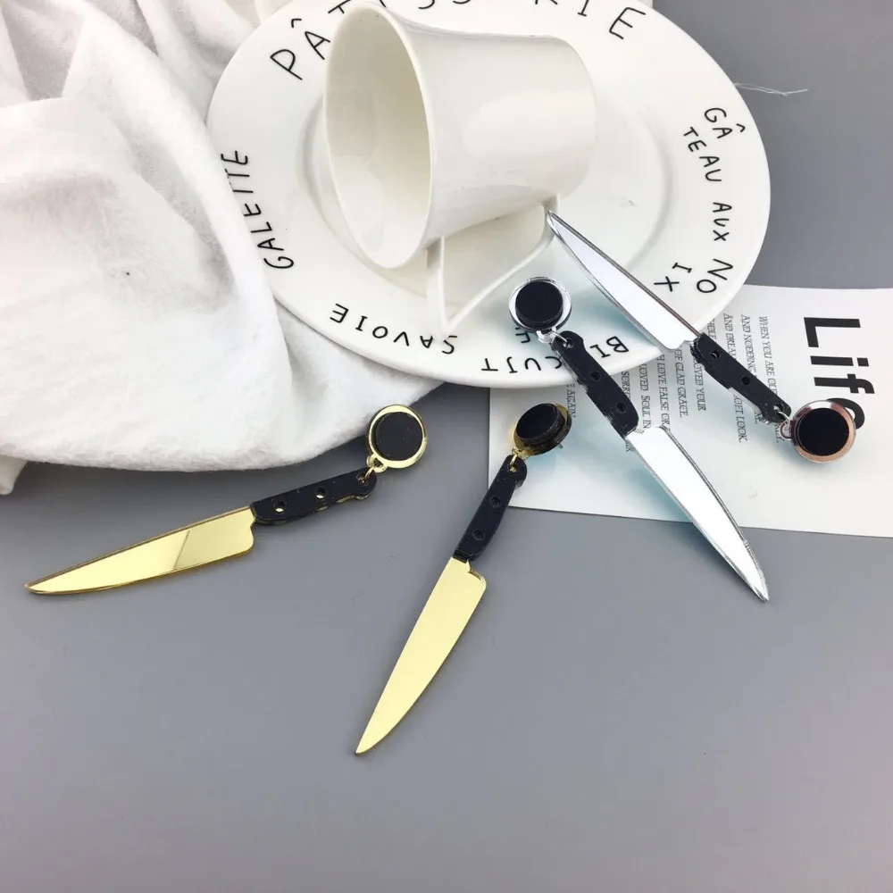 

Punk Fashion Knife Stud Earring Personality Hip Hop Acrylic Long Stud Earrings Knife Shape Geometric Ear Studs