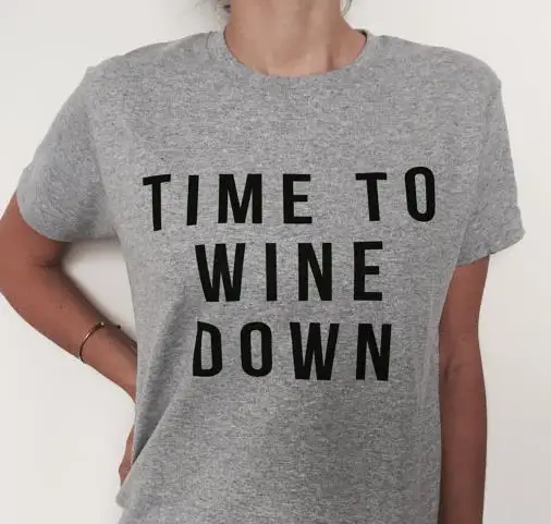 Женская футболка с надписью Time to wine хлопковая Повседневная забавная Футболка для