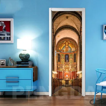 

Self Adhesive Decal 3D Print Sticker Church Picture Home Decoration Paper For Cabinet Door Waterproof Artwork Removable Poster