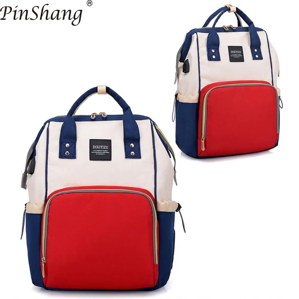 

PinShang Multifunction backpack Practical Knapsack Backpack Large Capacity Bag with USB Interface for Mommy backpack women ZK30
