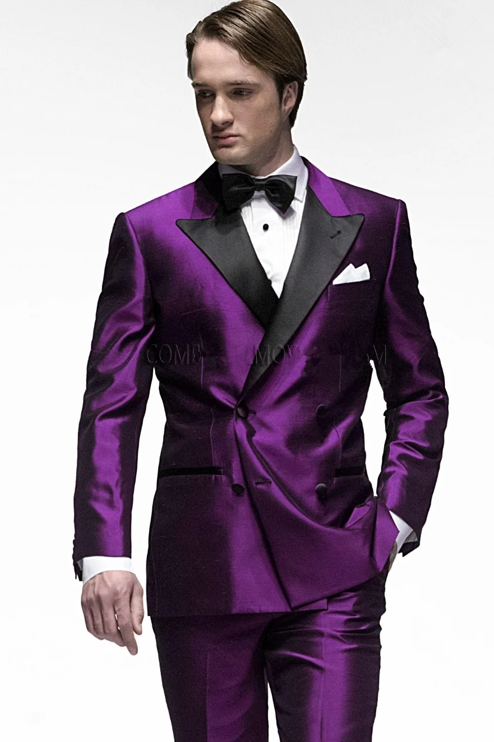 Su ordine nuovo/doppio petto viola smoking dello sposo picco risvolto slim  fit abito da sposa prom abbigliamento (jacket + pants + archi tie)|tie  diy|jacket arsenaljacket retro - AliExpress