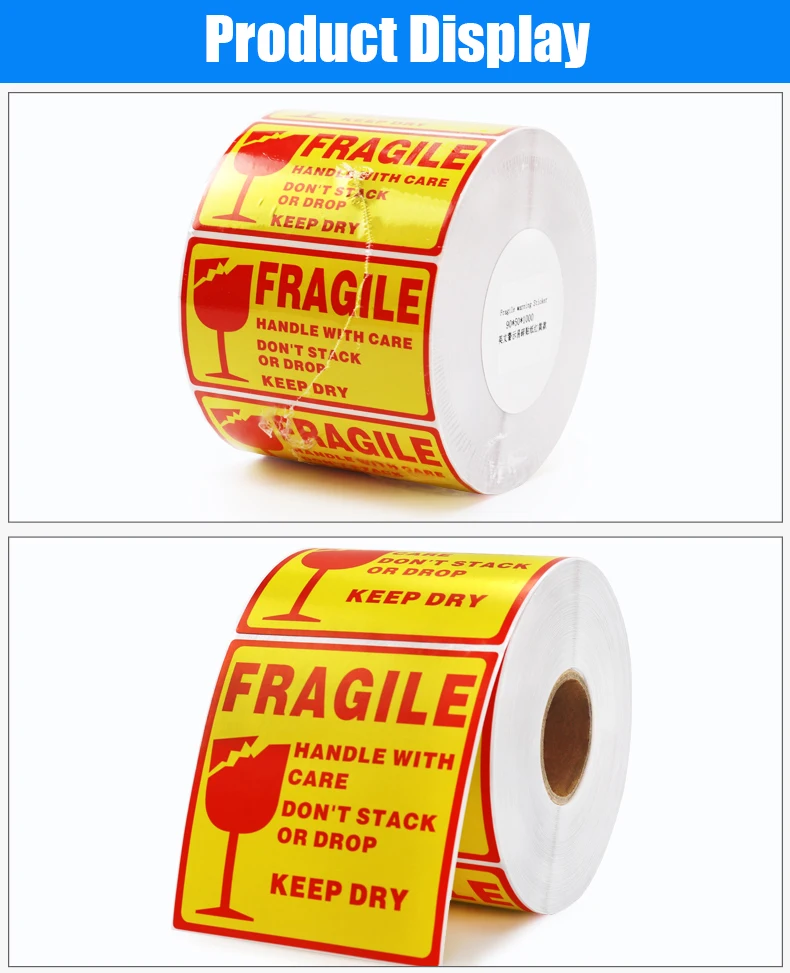 Etiquetas de Advertência Etiquetas da Caixa do Cuidado do Selo Frágeis da Etiqueta do Transporte de Aviso de Jetland-3x2 ou 3x5 100x100 90x50mm 2 Etiquetas de advertência frágeis da etiqueta do