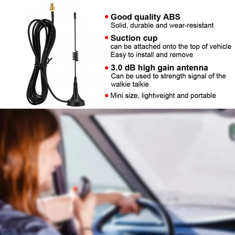 Mini SMA-Female Antenna Suction Cup High Gain Vehicle-mounted for BF-888S UV-5R Walkie Talkie
