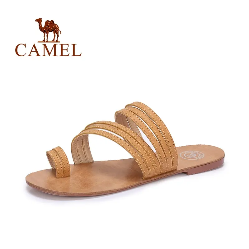 

CAMEL Women's Shippers Slingback Thick Sole Women Shoes Black Flats Summer Fashion PU Leather Shoe Woman