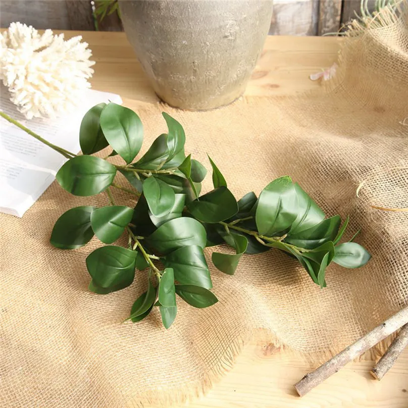 1pc Artificial Plants Fake Leaves Branch Foliage Grass Bush Wedding Party Garden Decor Home Decorations #4A29 (1)