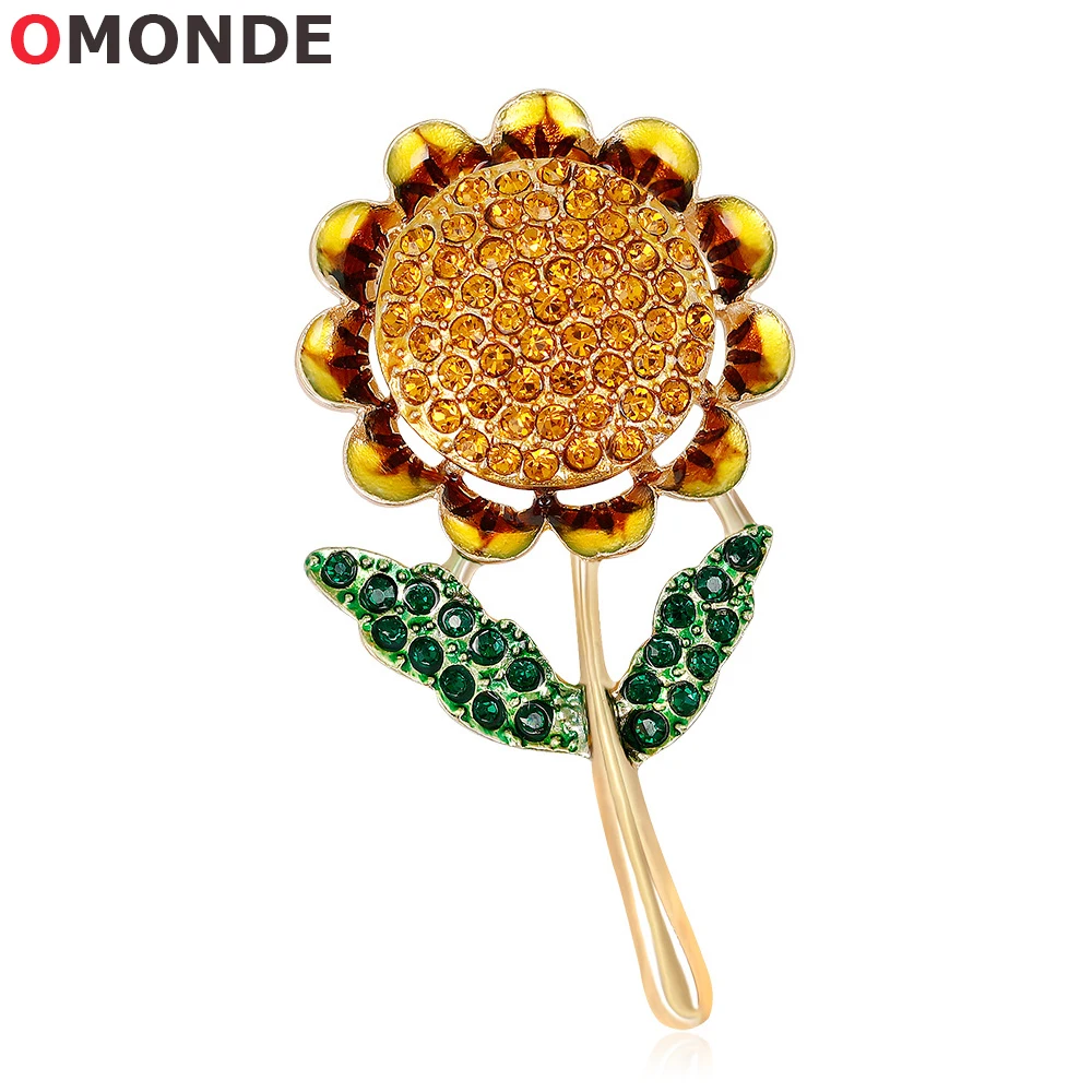

Yellow Crystal Sunflower Brooches for Women Dress Scarf Alloy Enamel Artificial Sun Flower Clip Pins Girls Banquet Party Jewelry