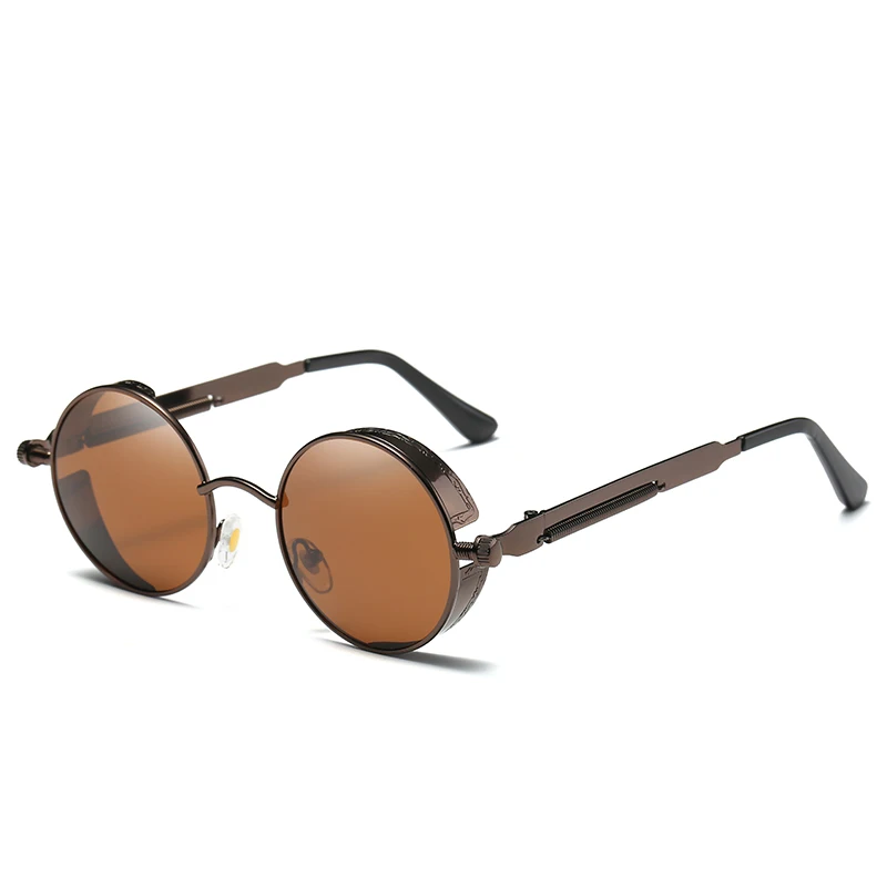 COOLPANDAS, круглые солнцезащитные очки для мужчин и женщин, поляризационные солнцезащитные очки John Lennon, солнцезащитные очки в готическом стиле, стимпанк, Винтажные Солнцезащитные Очки - Цвет линз: tea tea