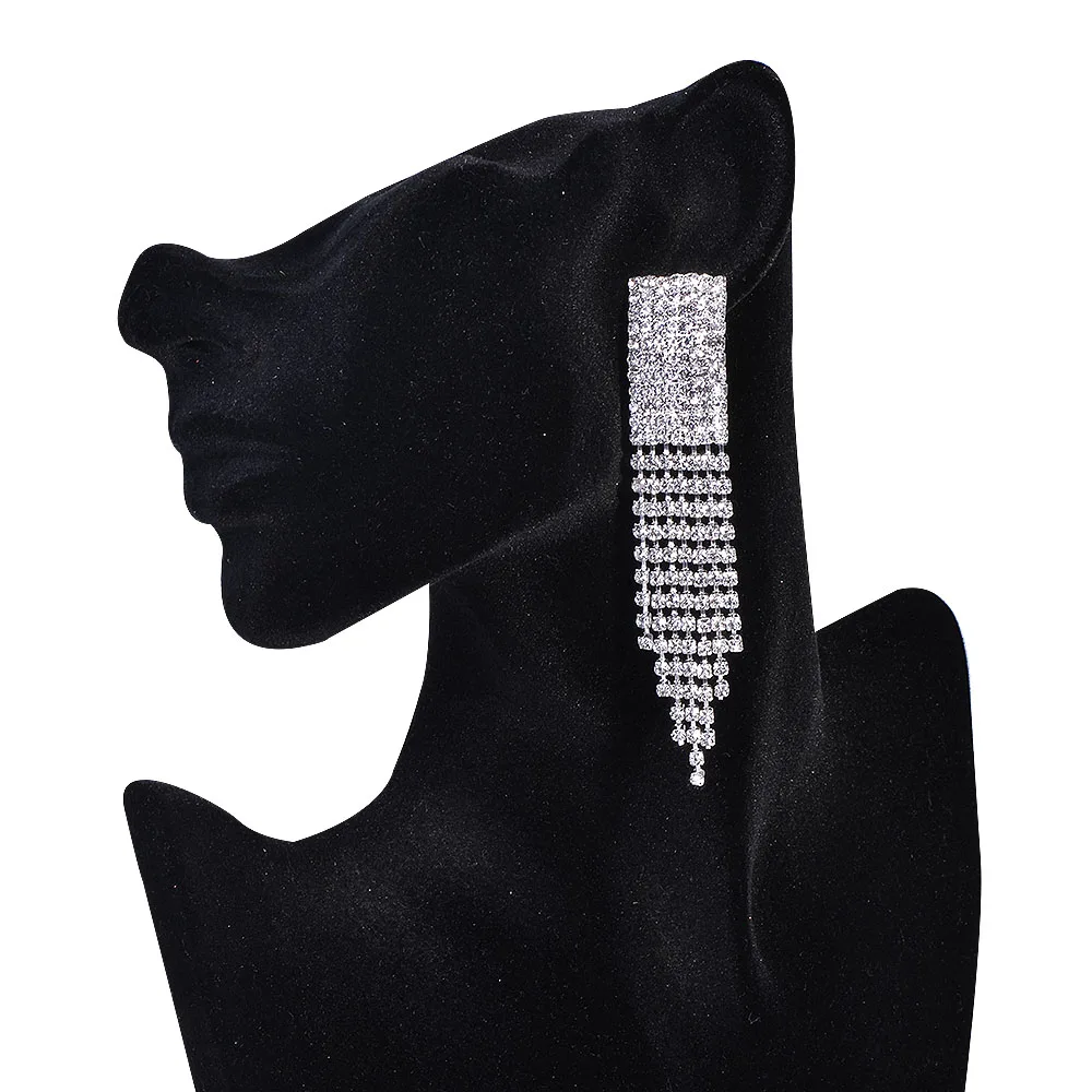Fashion Sale Graceful Women Evening Jewelry Full Crystal tassel earring