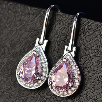 

Drop Earrings For Women Fine Jewelry S925 Sterling Silver Water Drop Cubic Zirconia Stone Fine Jewelry Eardrop Bijouterie