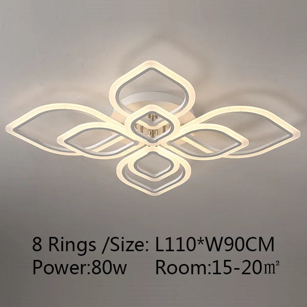 Creative Simple led chandeliers ceiling Modern Chandelier for living room lights Bedroom light fixtures led chandelier lighting - Цвет абажура: 8 Rings  L110xW90CM