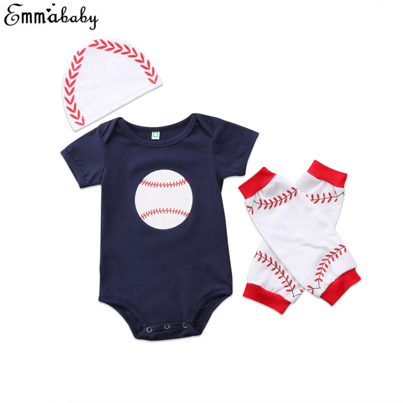 3Pcs Set Infant Baby Boy Clothes Girls Rompers Rugby Tops White Shirt
