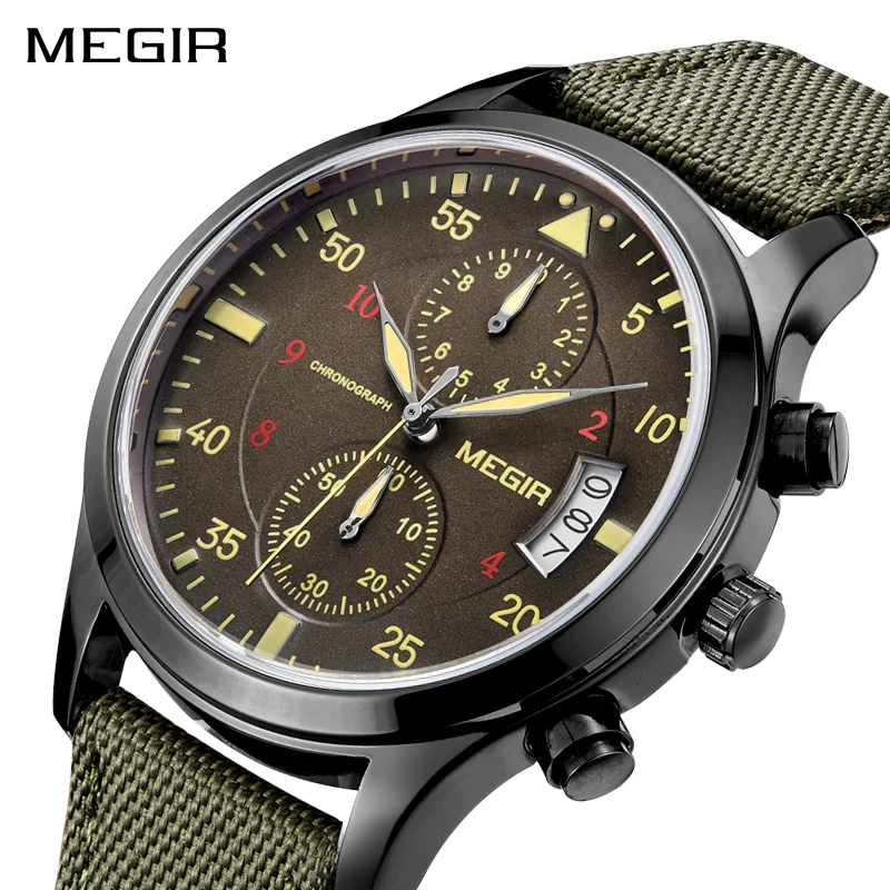 

Top Brand Clock Mens Watches Luxury Green Quartz Watch Men Sport Chronograph Wrist Watch for Man Military watch Relogio Masculi