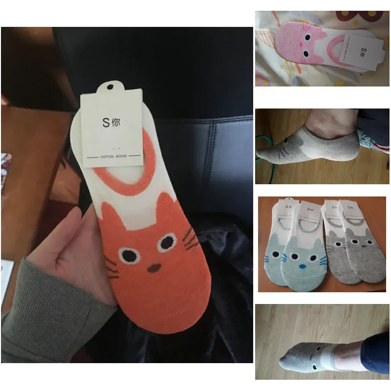Милые мягкие хлопковые чулочно-носочные изделия для беременных с котом на лето, забавные носки для животных, Мультяшные короткие носки для женщин