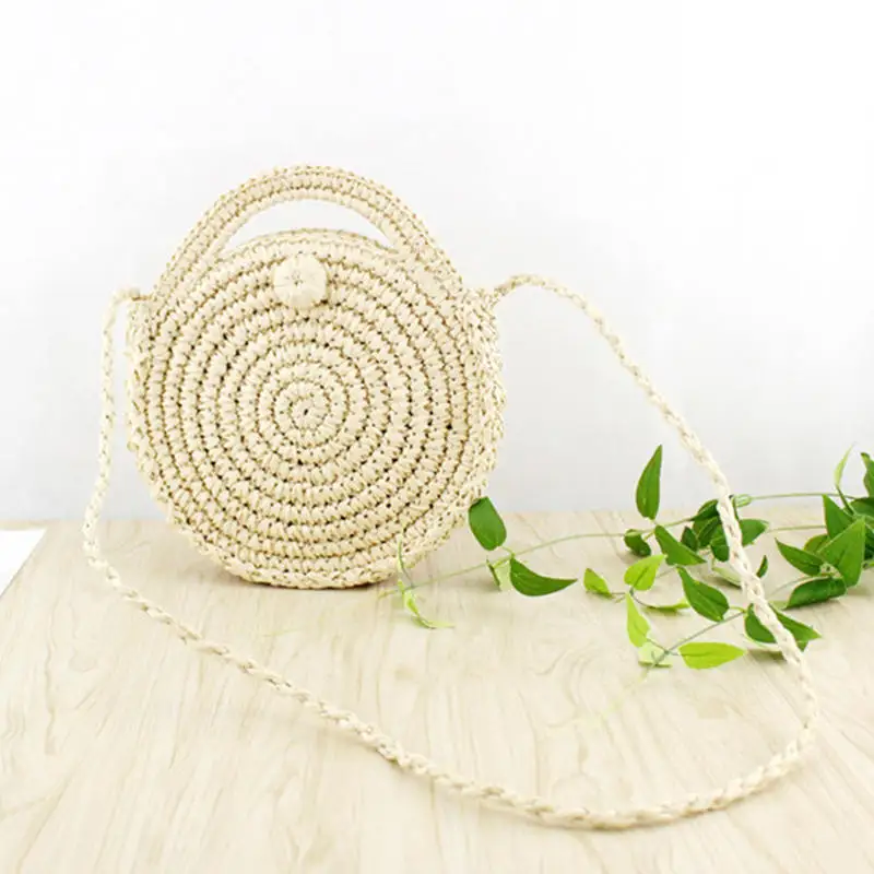 

Crossbody Shoulder handbags mini round vintage 2018 Straw Beach Bag for women leather men tote messenger Braided woven woman man