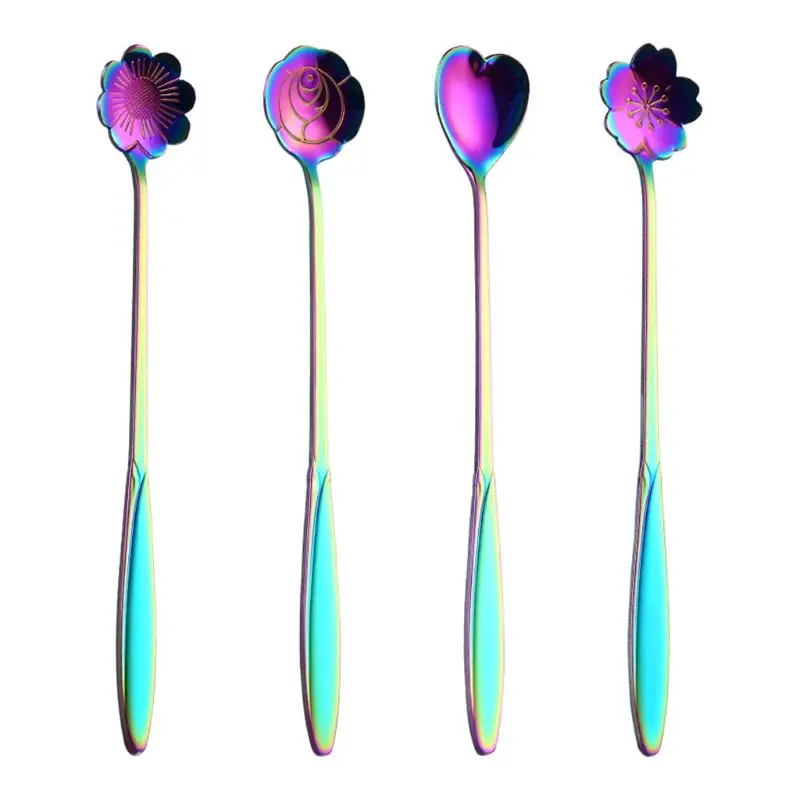 

Fashion Long Handle Coffee Spoon Teaspoon Soup Colorful Cup Stirring Spoons Multi-function Drink Tool