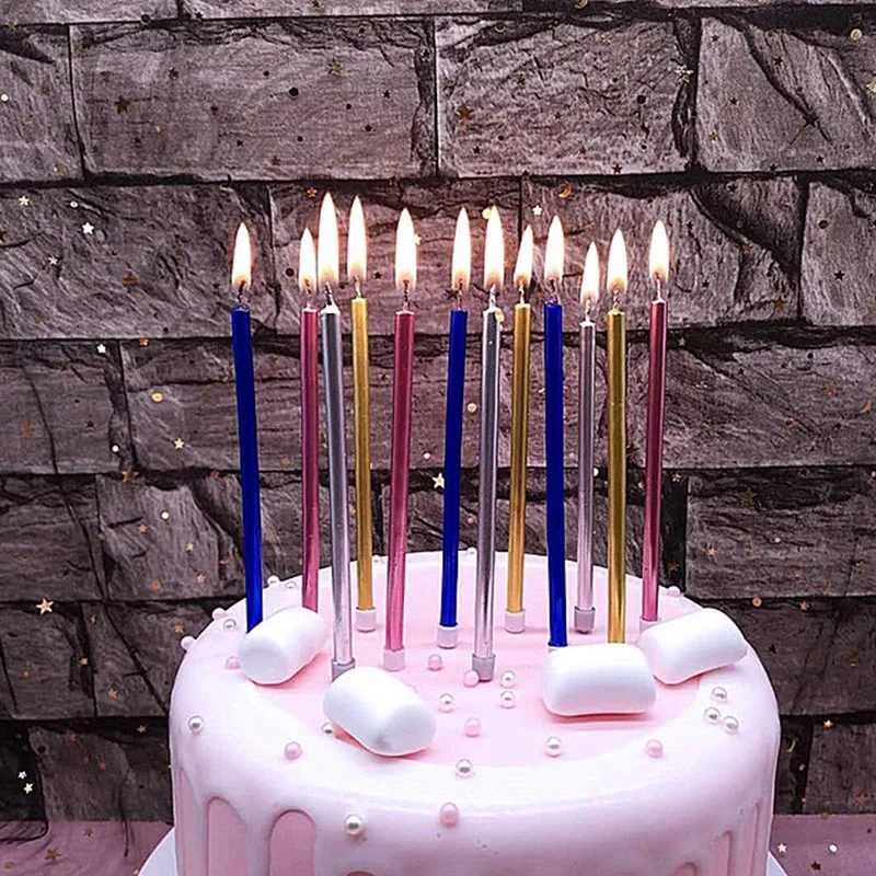 

5pcs 10PCS Gold Bright Creative Romantic Party Birthday Candle Safe Flames Wedding Cake Candle Home Decoration