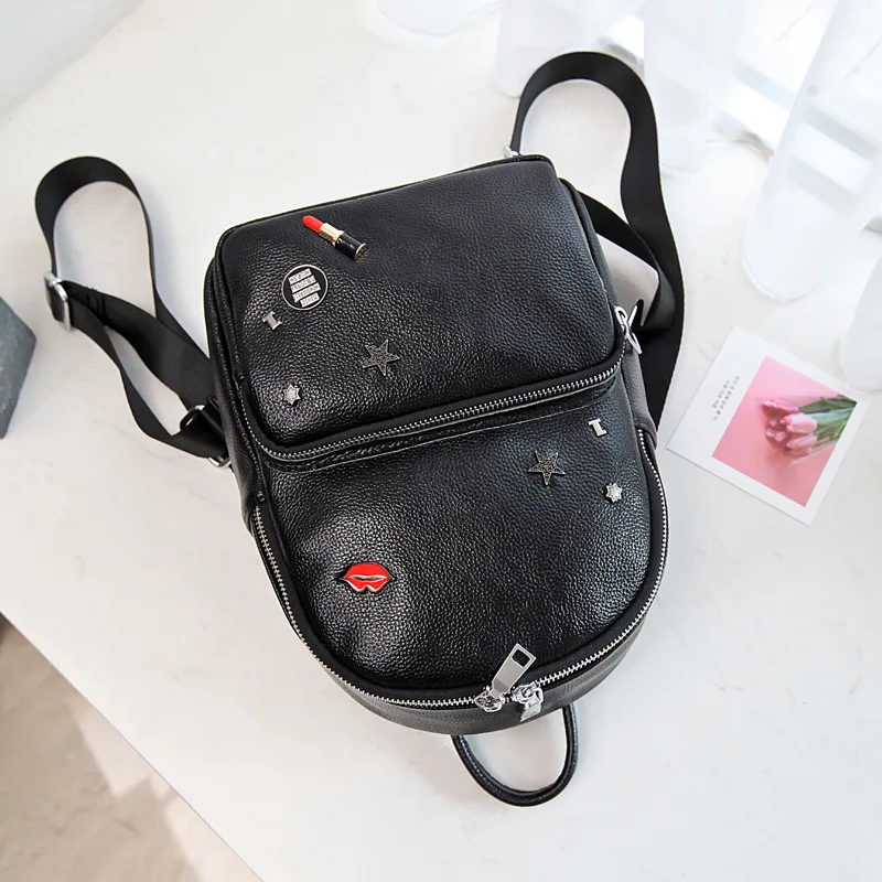

CalfLeather Lady's Backpack Fashion Shoulder Backpacks College Style Bag Travel Shopping Bags Travel Backpack Kawaii