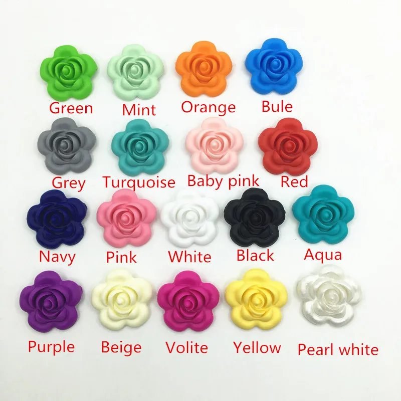 

Large rose flower Loose Beads for Food Grade Silicone Teething Necklace-silicon teether pendant toys