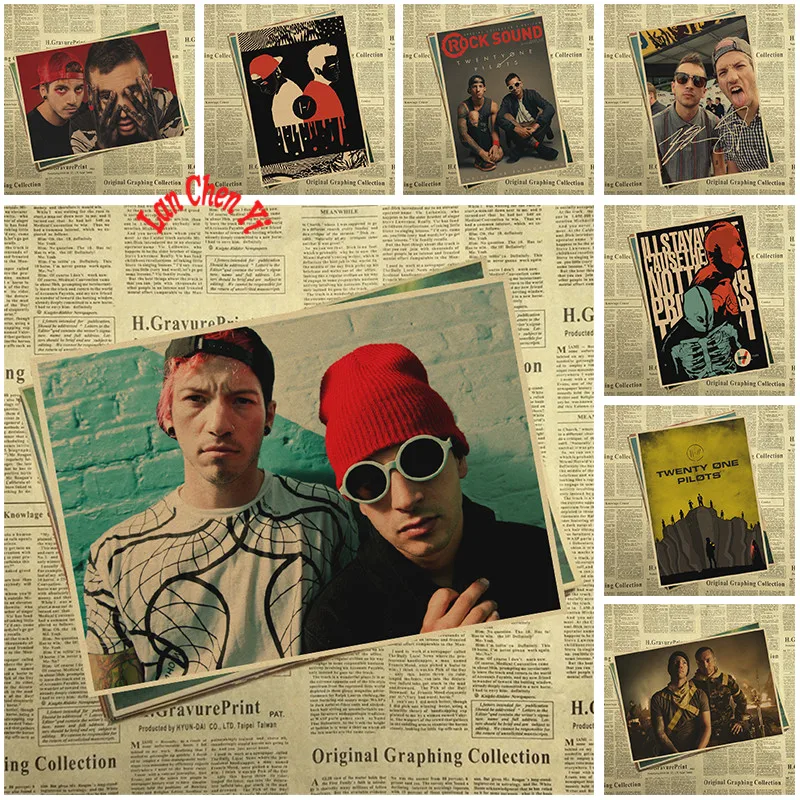 

Twenty One Pilots The most popular alternative rock group Kraft Paper Poster Wall Sticker Home Decora