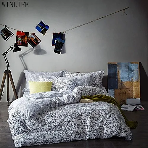

WINLIFE Black and White Duvet Cover Set 100% Cotton Boys and Girls Bedding