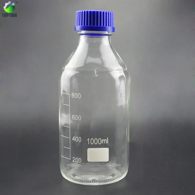 1L Transparent Glass Reagent Bottle Flask Lab Glassware Chemical