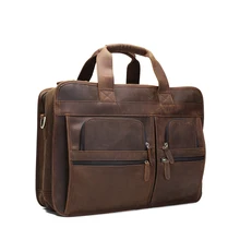 ROCKCOW Men Genuine Leather Briefcase Messenger Tote Bag Fit 16″ Laptop DZ11