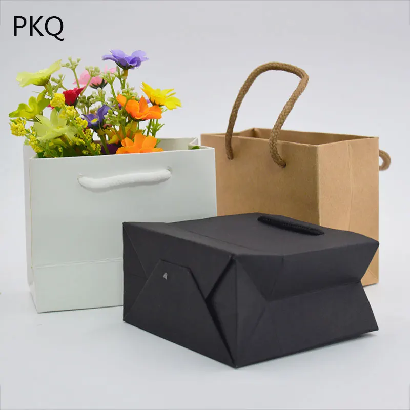 Новое поступление Подарочная сумка с ручками белый черный розовый крафт