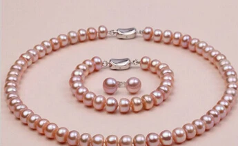 

ddh001224 9-10mm Lavender Freshwater Pearl Necklace, Bracelet and Earring Set